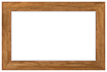 Brown wooden picture frame isolated on white background with clipping path