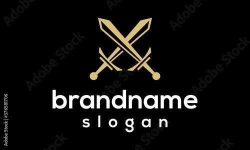 Double sword logo design vector