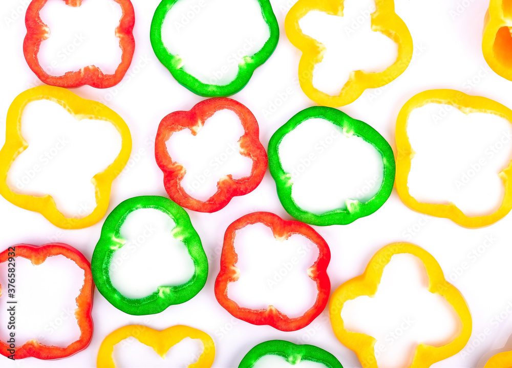 Slices of bell pepper isolated on white background - Image