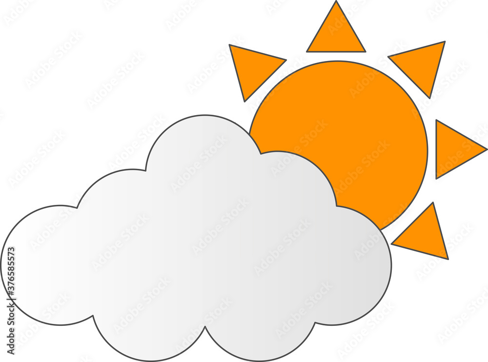 シンプルな曇りのち晴の天気のマークのイラスト シンプルな曇りのち晴の天気のマークのイラスト