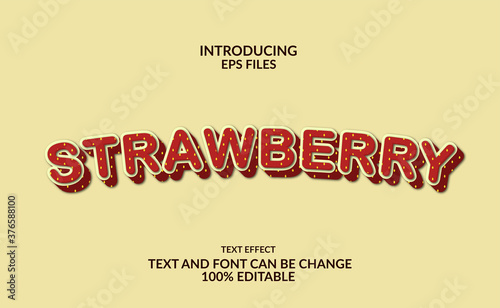 3d bold strong strawberry text effect. Editable font.