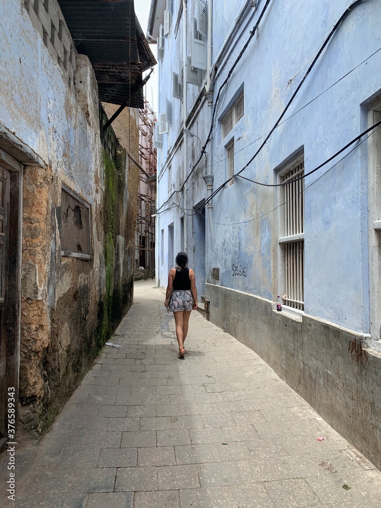 woman walking in the street