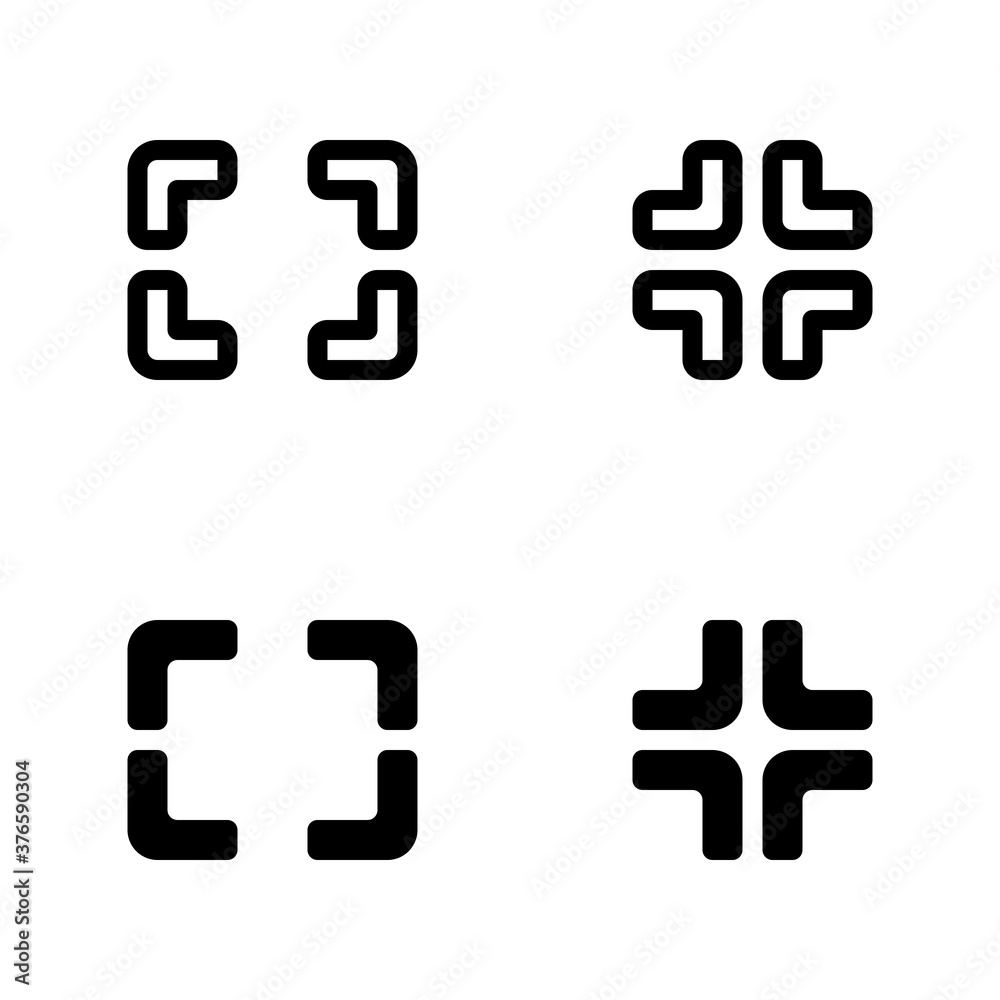 Obraz premium Maximize and minimize icons. Outline and glyph style