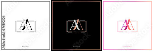 AA monogram, AA initial wedding, AA logo company, AA icon business, corporate sign with variation three colors designs for  alphabetical marriage name, brand name, initial couple, font letter symbolic photo