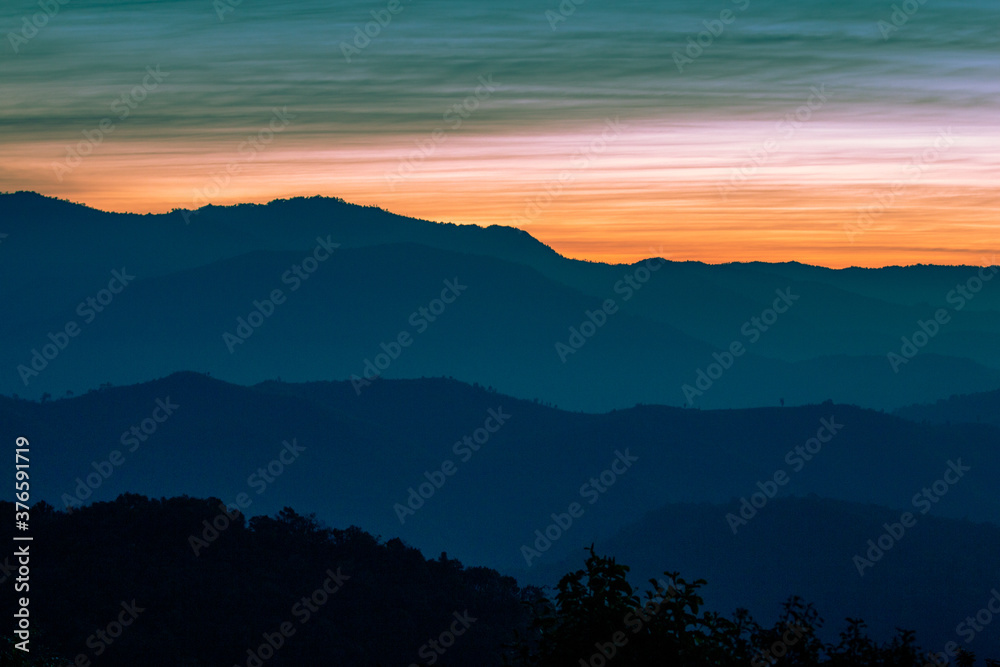 Color layer View of mountains landscape