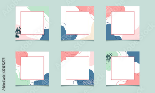 Set modern square editable banner template. Pastel colors. Suitable for social media post and web, internet ads. Vector illustration with photo college. Eps 10