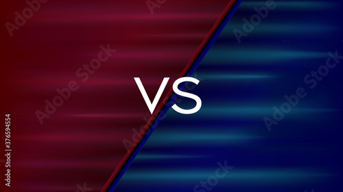 Red vs blue battle contest. Versus vector background. Competition half red against half blue. Game combat match. winning team. Graphic illustration