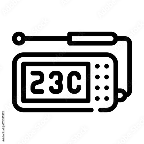 thermometer with probe measuring equipment line icon vector illustration