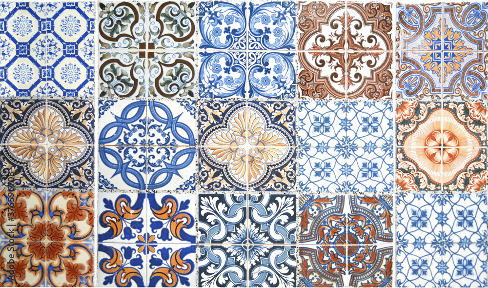 Ceramic tiles pattern patchwork design for background.