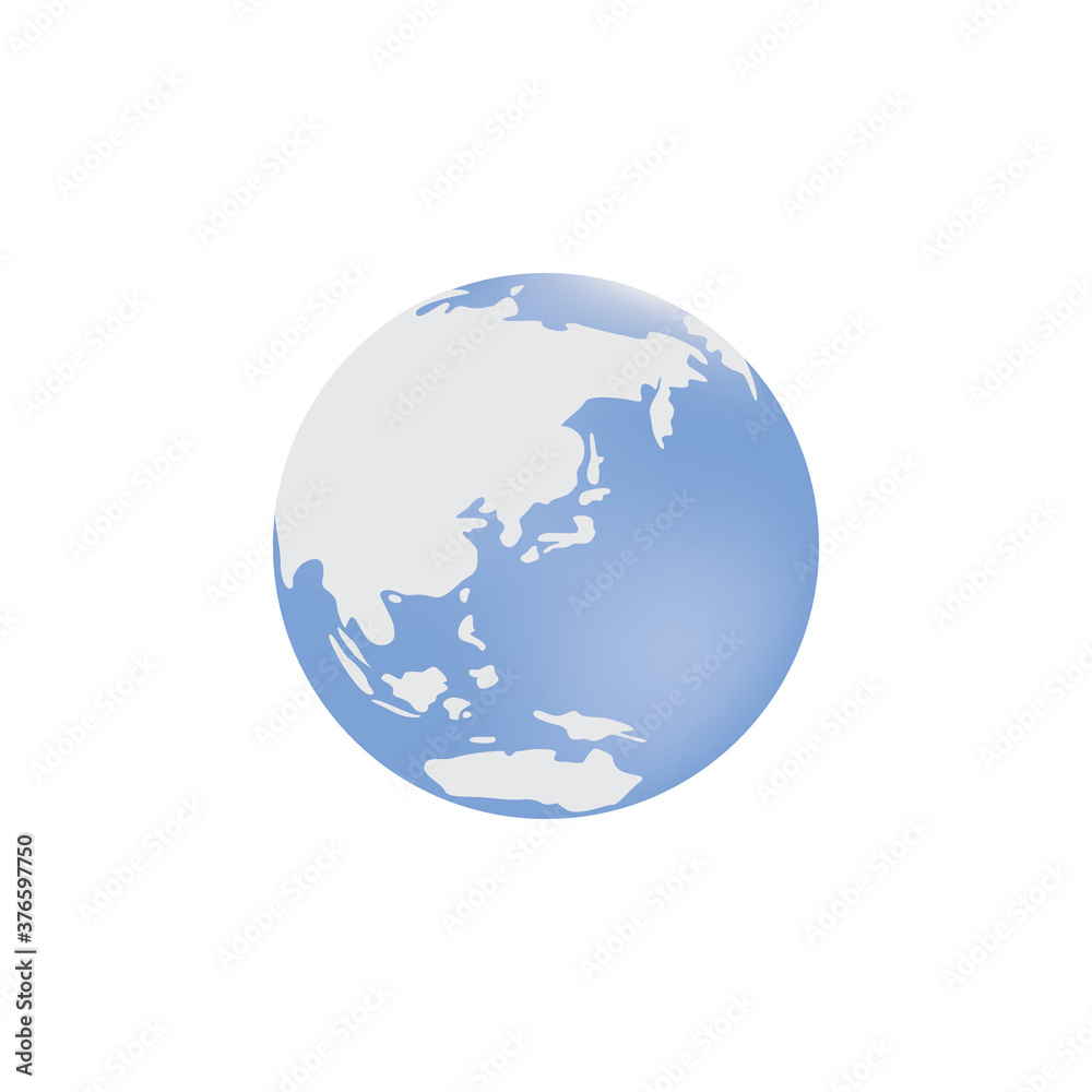 Planet Earth isolated on white background - light blue world map globe