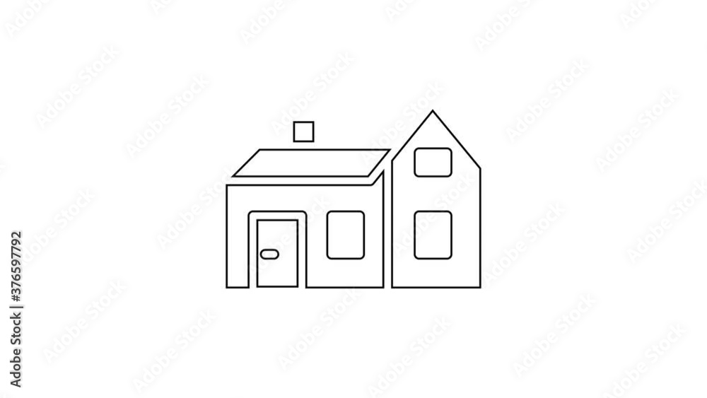 Black line House icon isolated on white background. Home symbol. 4K Video motion graphic animation. Black line House icon isolated on white background. Home symbol. 4K Video motion graphic animation.