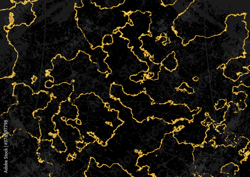 Black and Gold Marble Texture Background - Detailed Illustration with Surface...