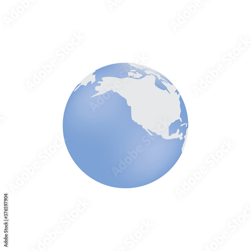 Sign of Earth planet blue sphere or ball flat vector illustration isolated.