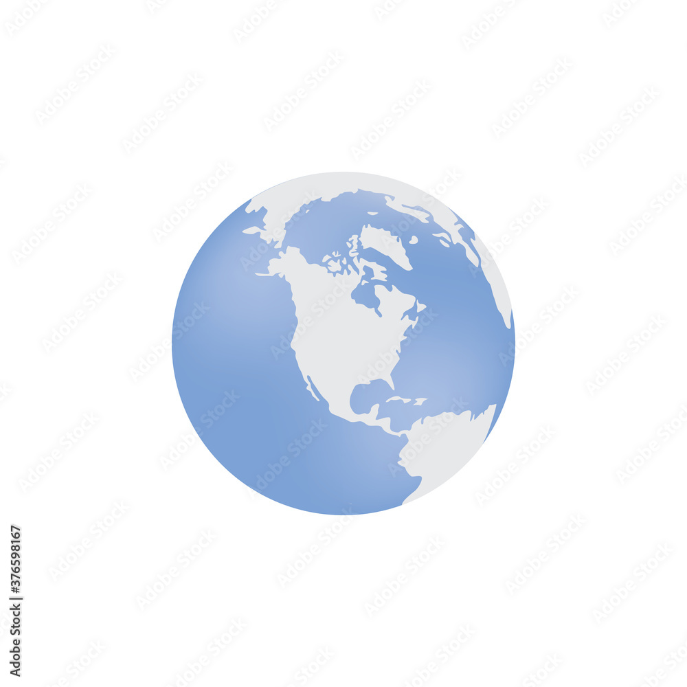 World globe blue symbol or icon flat vector illustration isolated on white. World globe blue symbol or icon flat vector illustration isolated on white.