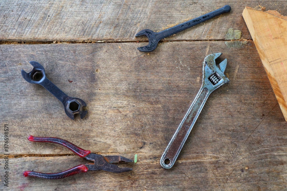 tools on wood