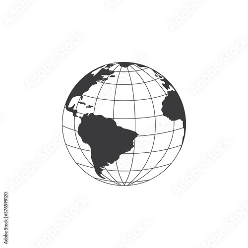World globe or Earth planet outline sign or symbol vector illustration isolated.