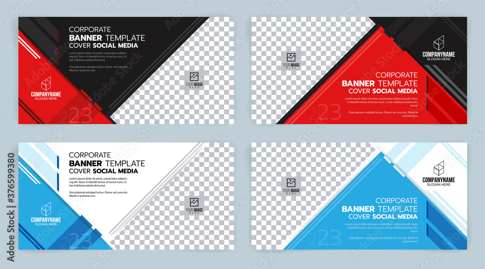 Black and Red, Blue and White Template banner cover ads, Vector