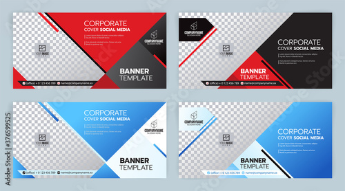 Black and Red, Blue and White Template banner cover ads, Vector