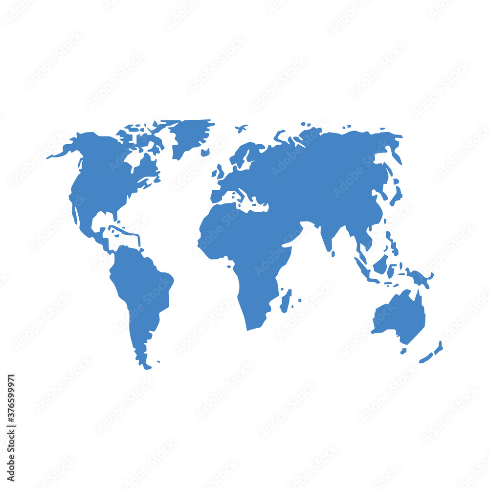 Vector illustration of a world map isolated on a white background.