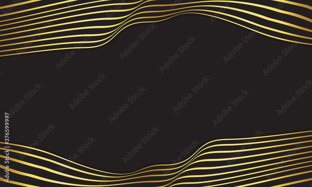 Abstract wave vector background. gold and black curved line stripe. modern waves. wavy lines pattern. geometric line stripes. Trendy wavy background. 