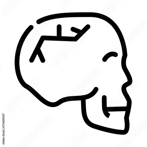 skull fracture line icon vector isolated illustration
