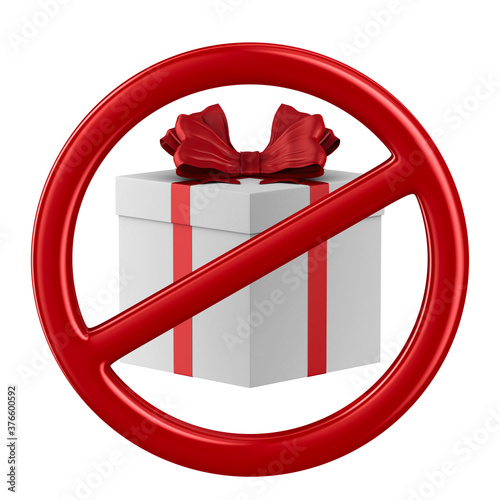 forbidden sign and gift box...