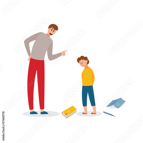 Vector illustration of a quarrel in the family.