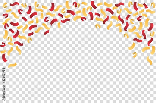 3d random red and gold confetti falling