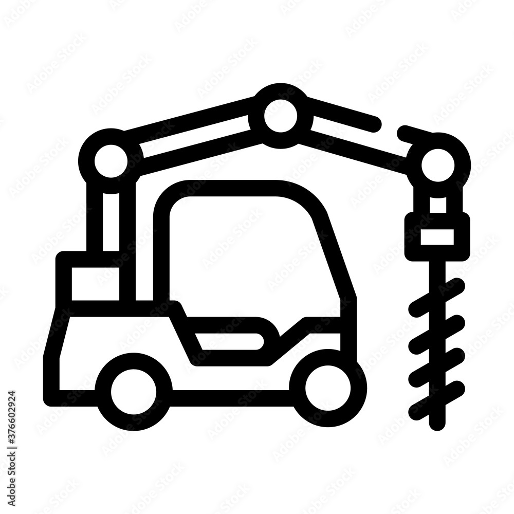Naklejka premium crane-boring machine line icon vector isolated illustration