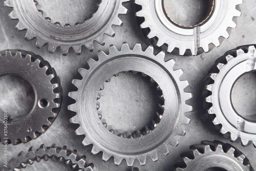 Gears mechanism on metal background. Industry Gears mechanism on metal background. Industry