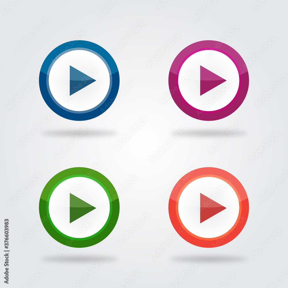 Modern colorful play glossy button. play video glossy button design. play button design Modern colorful play glossy button. play video glossy button design. play button design