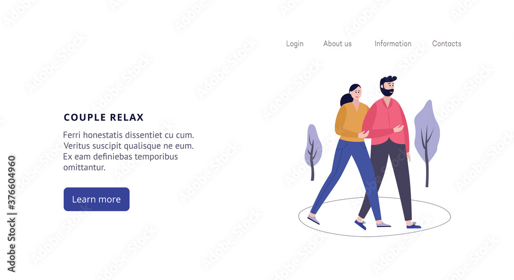 Obraz premium Web banner or landing page design for couple relax flat vector illustration.