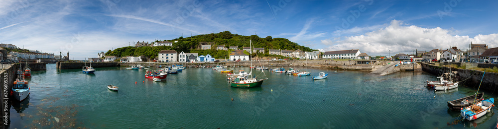 Panoramic view of the harbour at Porthleven in Cornwall