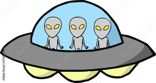 ufoに乗る可愛い宇宙人のイラスト