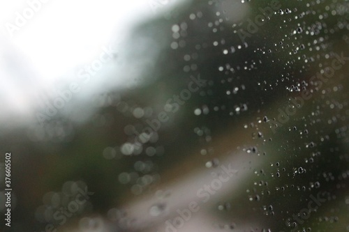 Rain drops on a gray background.