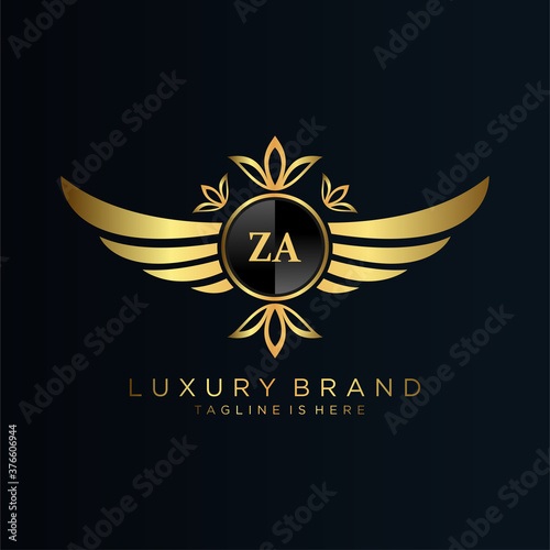 ZA Letter Initial with Royal Template.elegant with crown logo vector, Creative Lettering Logo Vector Illustration. photo