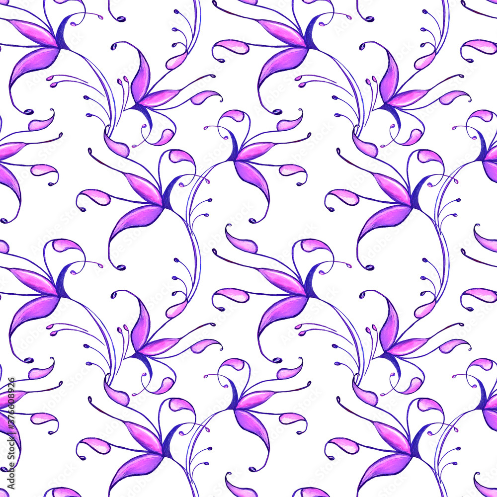 Fantasy hand drawing flower seamless pattern Fantasy hand drawing flower seamless pattern