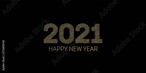 Golden 2021 Sparkling Poster Happy New Year Border Design. Winter 