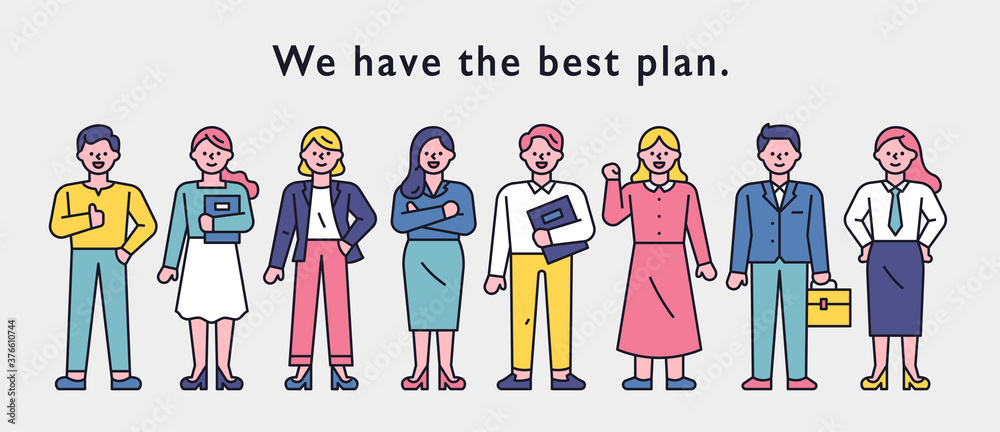 Experts stand in confident poses. flat design style minimal vector illustration. Experts stand in confident poses. flat design style minimal vector illustration.