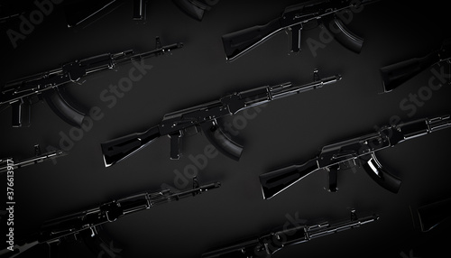 Russian automatic machine rifle AK 47 3D illustration.