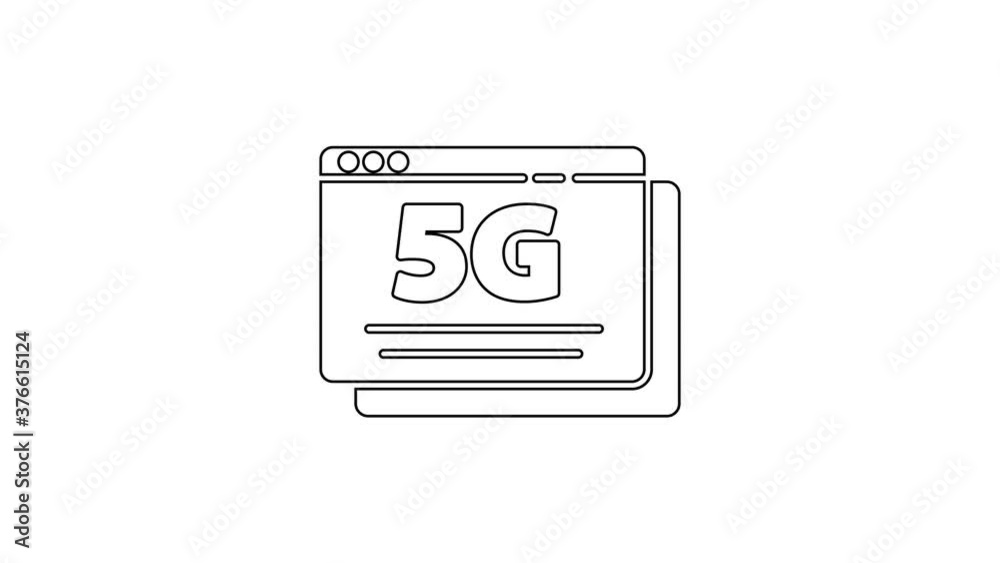 Black line 5G new wireless internet wifi connection icon isolated on white background. Global network high speed connection data rate technology. 4K Video motion graphic animation. Black line 5G new wireless internet wifi connection icon isolated on white background. Global network high speed connection data rate technology. 4K Video motion graphic animation.