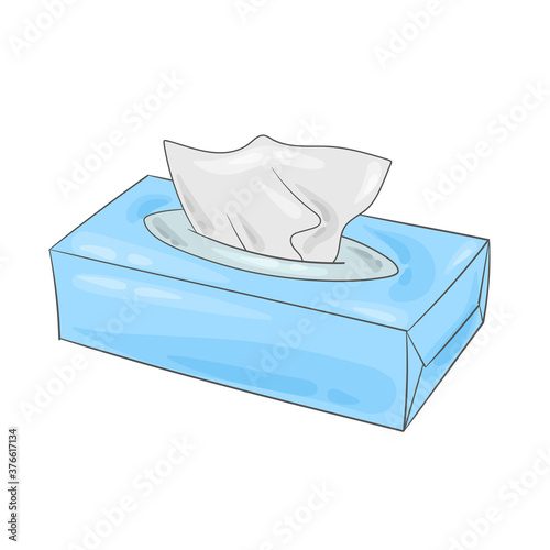 Paper napkins box doodle. Tissue box simple sketch. Medical, healthcare or beauty product.