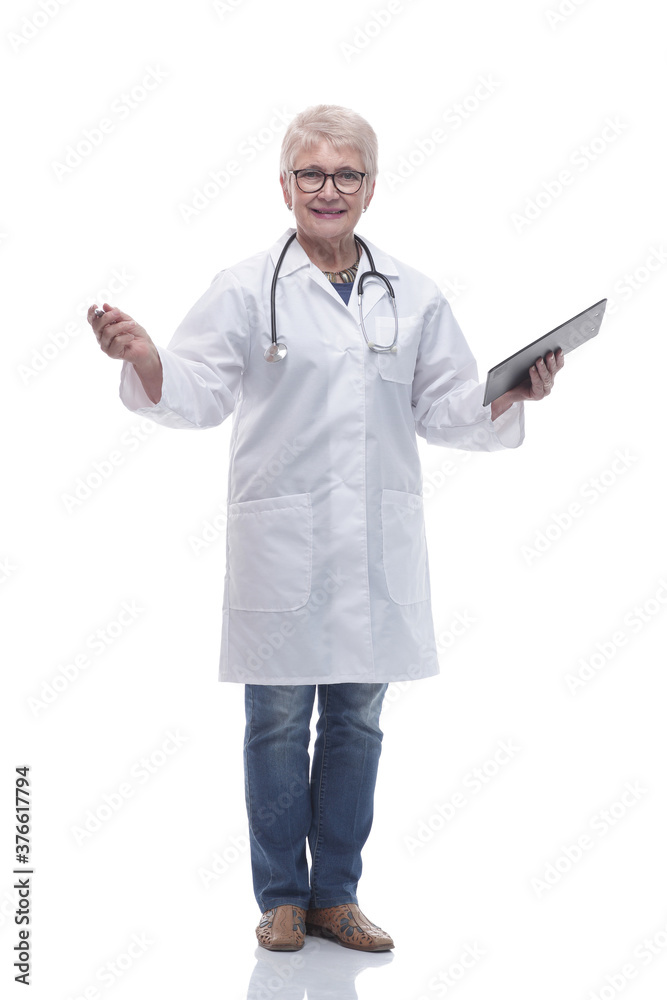in full growth. female therapist making notes in the clipboard in full growth. female therapist making notes in the clipboard