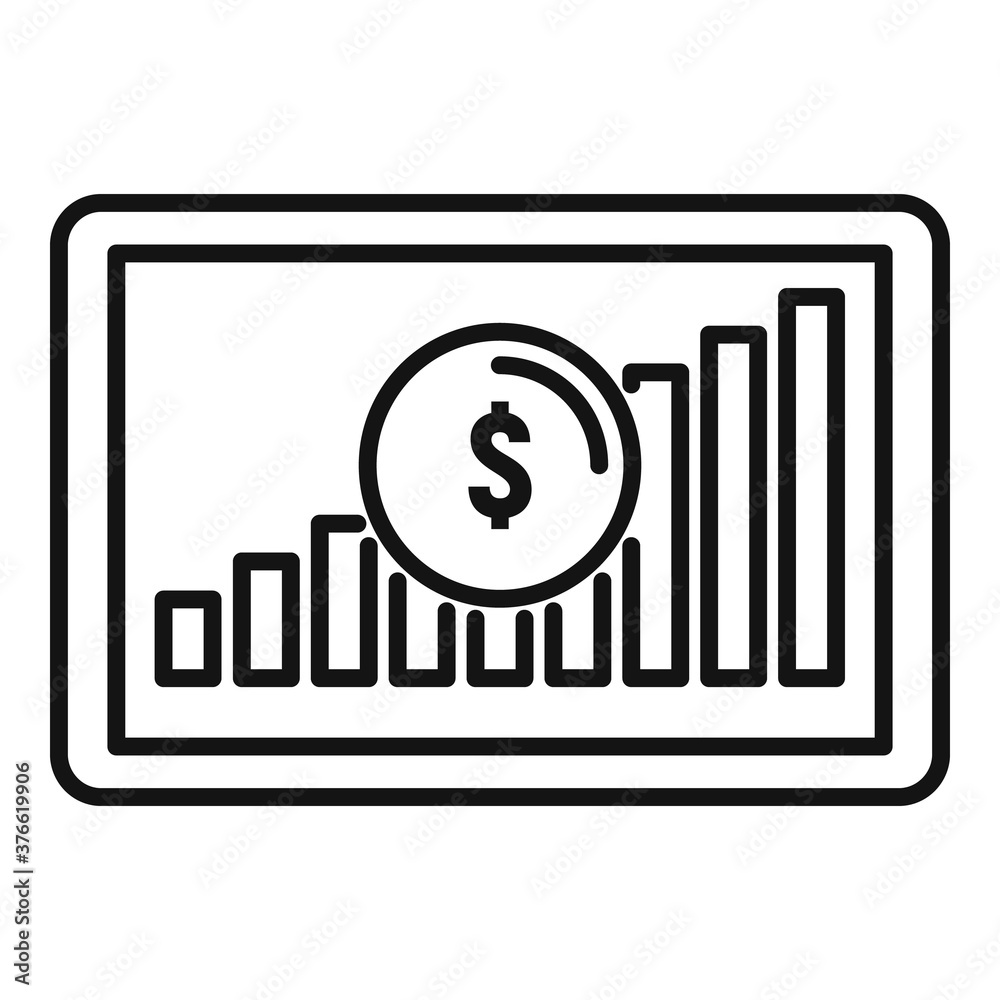 Crowdfunding tablet icon. Outline crowdfunding tablet vector icon for web design isolated on white background Crowdfunding tablet icon. Outline crowdfunding tablet vector icon for web design isolated on white background