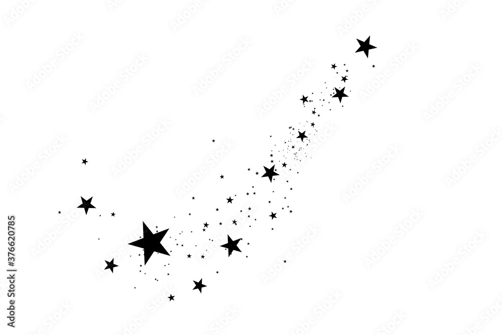 Obraz premium Stars on a white background. Black star shooting with an elegant star.Meteoroid, comet, asteroid, stars.