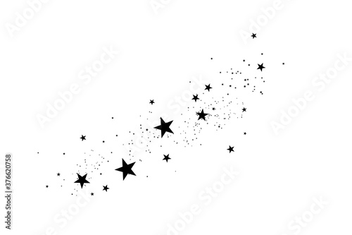 Stars on a white background. Black star shooting with an elegant star.Meteoroid  comet  asteroid  stars.