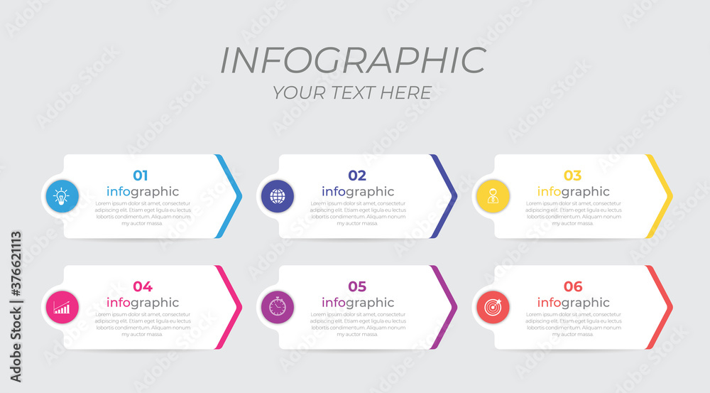 Naklejka premium Business infographic element with 6 options, steps, number vector template design