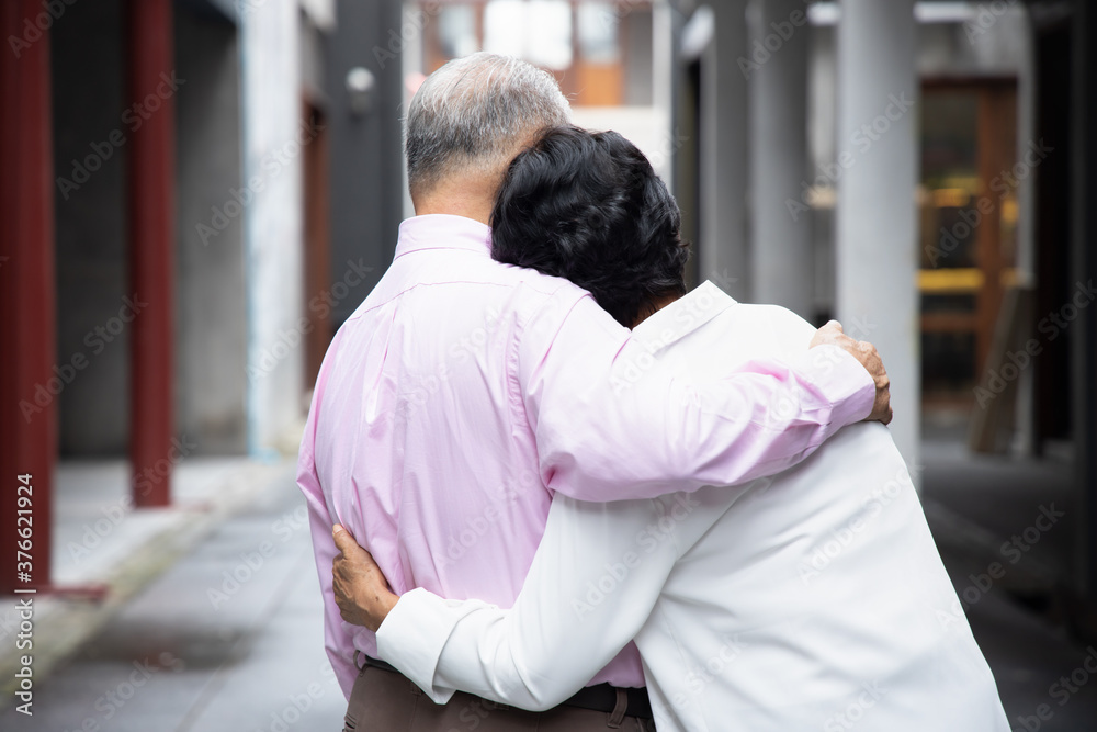 happy senior couple hugging, concept of love care and romance in life long relationship happy senior couple hugging, concept of love care and romance in life long relationship