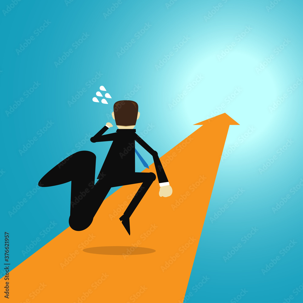 Businessman Running on arrow forward together Businessman Running on arrow forward together