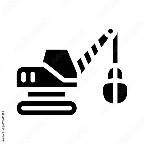 tractor excavator glyph icon vector isolated illustration